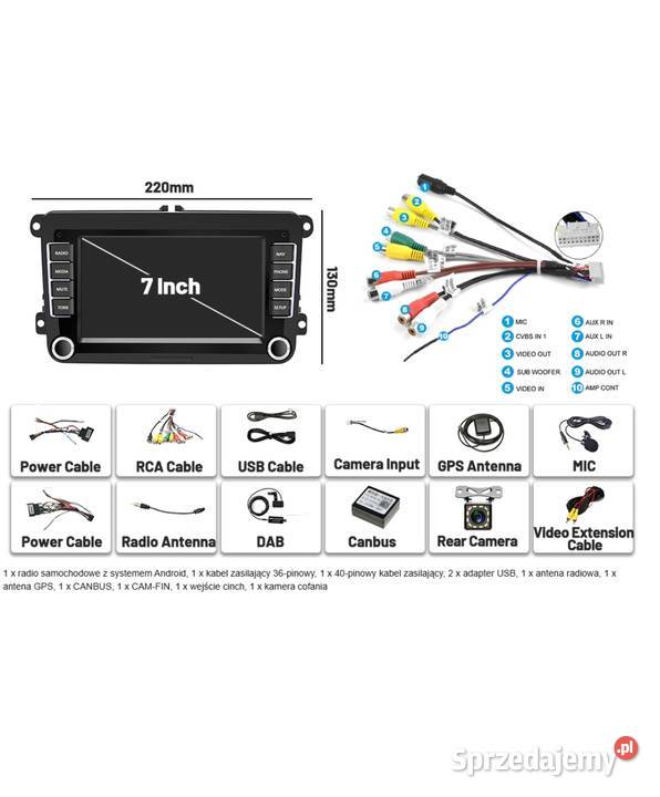 Radio samochodowe Carplay android dab do golf 56 śląskie Pisarzowice