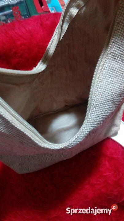 Beżowa torebka A5Gruba pleciona tkanina Świdnik