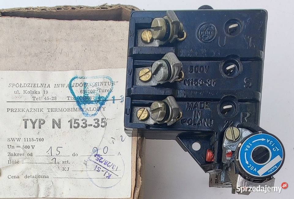 PRZEKAŹNIK TERMOBIMETALOWY TERMIK N 15335 110 Inowrocław sprzedam