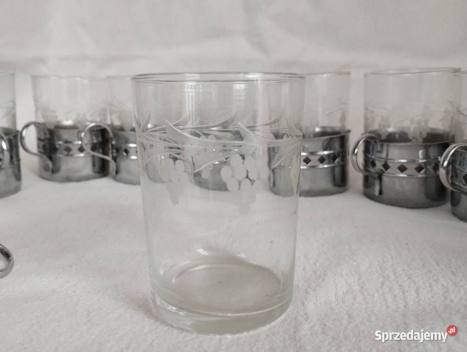 PRL Zestaw Szklanek z Cukiernicą Cieszyn