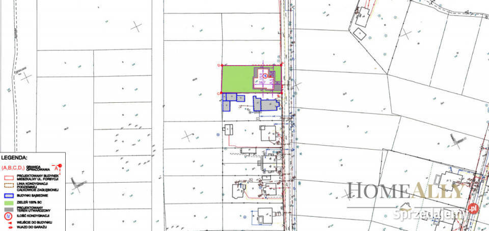 sprzedaży gruntu 1060m2 Warszawa Forsycji