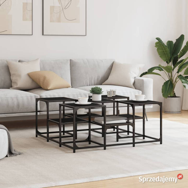 Stolik kawowy czarny 91x91x40 materiał