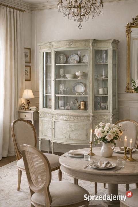 Witryna ludwikowska półokrągłe szyby pastelowa Budno