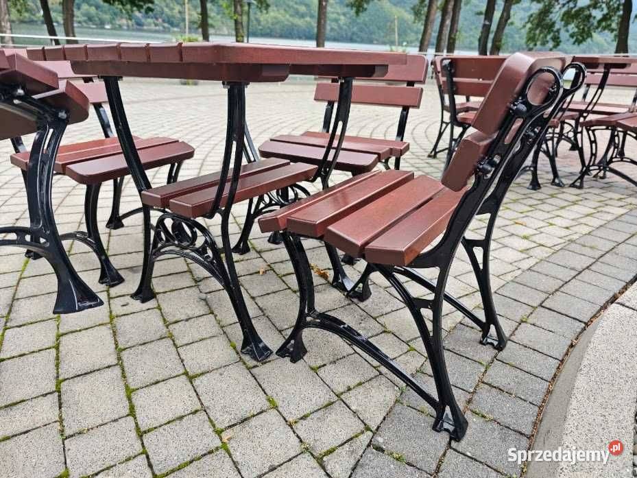 Zestaw ogrodowy żeliwny stół 75x75 4 krzesła Góra