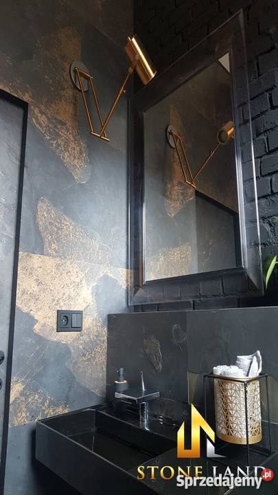 Dekoracyjny czarny fornir z kamienia łupka Black Wrocław