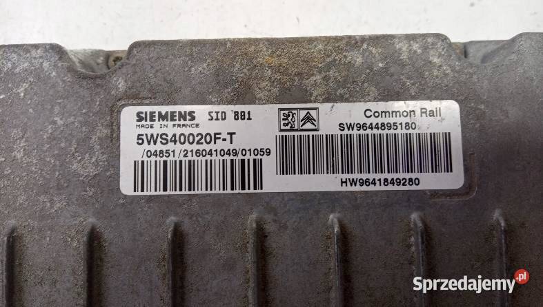 STEROWNIK SILNIKA 9644895180 Peugeot 307 I 20 D Rok produkcji 2001