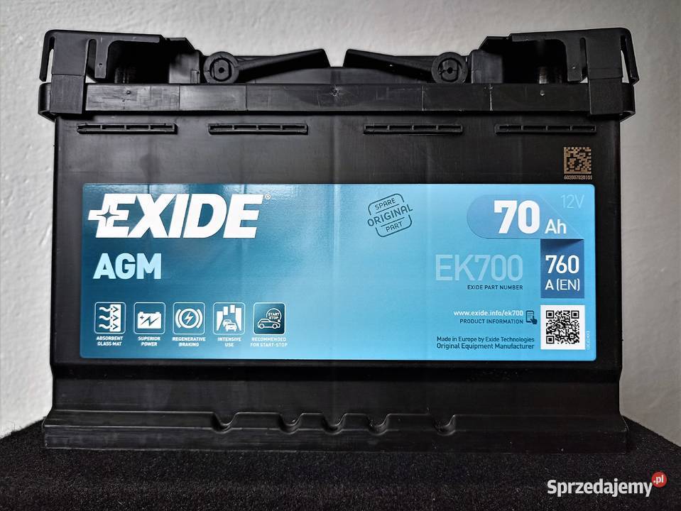 Akumulator EXIDE AGM STARTSTOP EK700 70Ah 760A Łódź