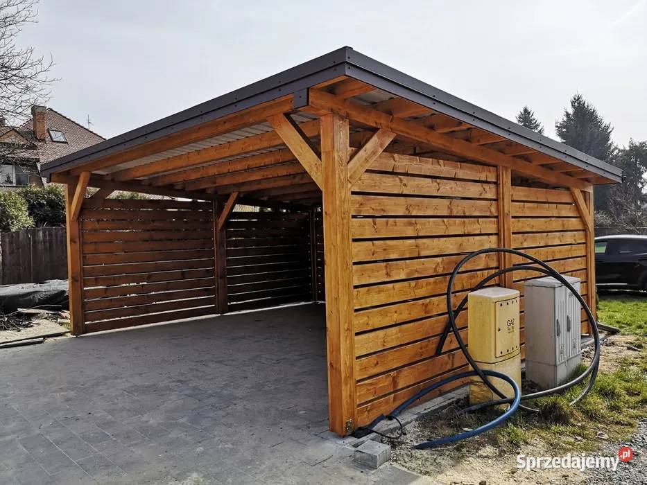 Wiata garażowa drewniana carport altana ogrodowa Gdów