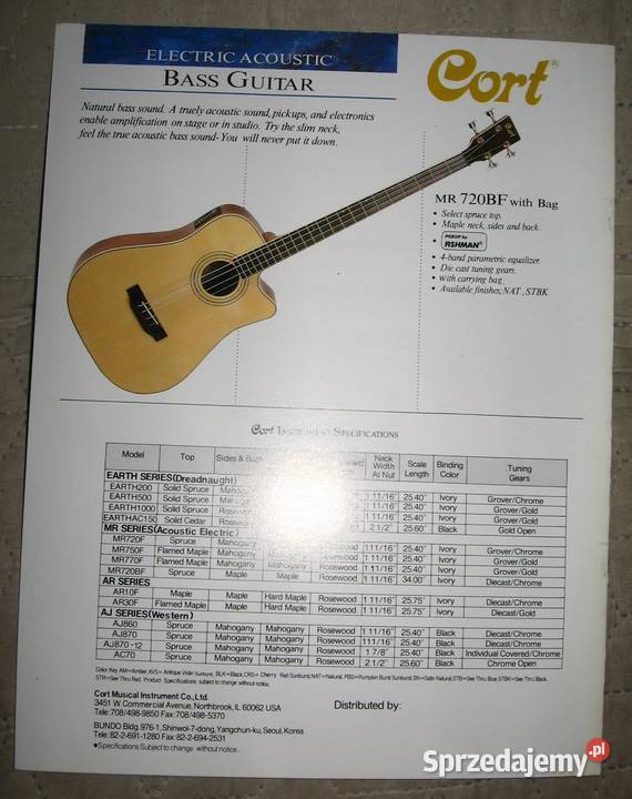 Cort Acoustic Guitars catalog katalog gitar sprzedam