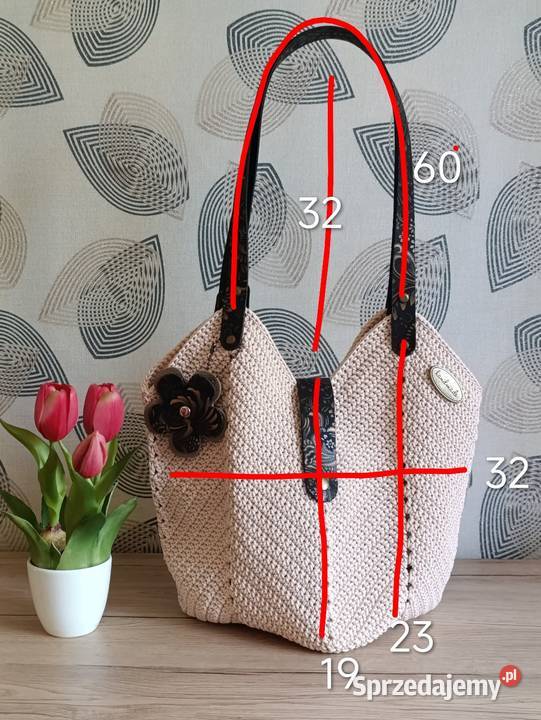 Torebka Tulipan na ramię Hand Made 32cm Chełm