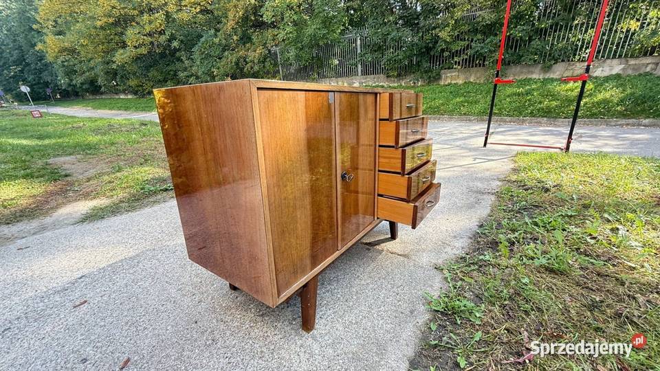Komoda PRL z szufladami i szafką vintage na 45cm Warszawa