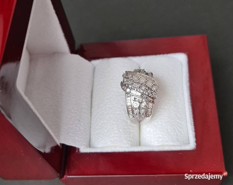 Pierścionek srebro rodowane 925 diamenty Otwock