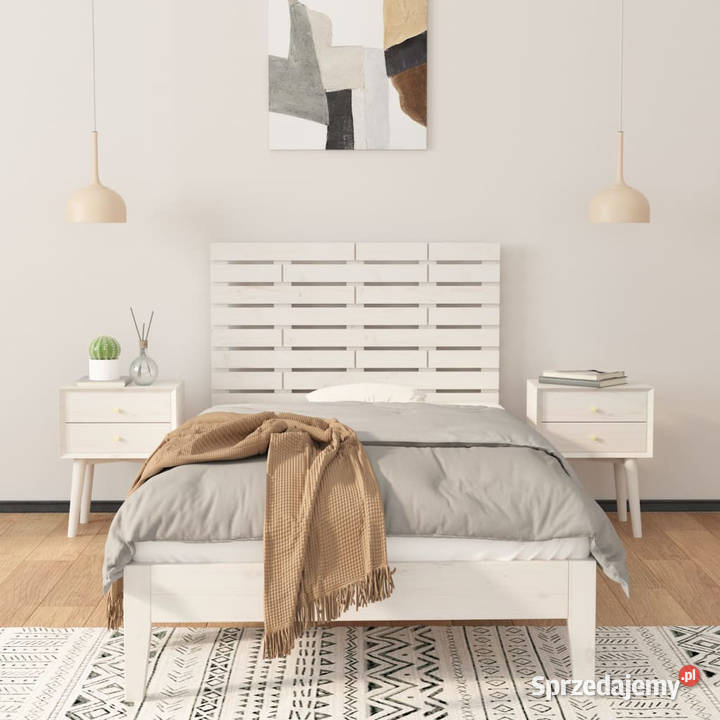 Wezgłowie łóżka białe 81x3x63 lite drewno