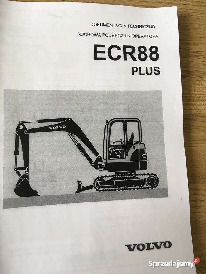 dtr instrukcja obsługi koparka volvo ecr 88 plus Rok wydania 2010 zachodniopomorskie