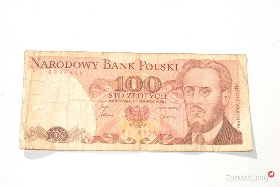 Stary banknot 100 złotych Waryński 1986 antyk Cieszyn
