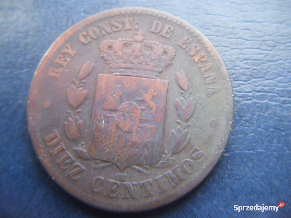 Stare monety 10 centym 1879 Hiszpania