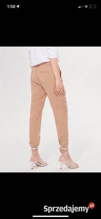 Spodnie jogger cargo beige materiałowe joggersy Bez wzoru Ząbki