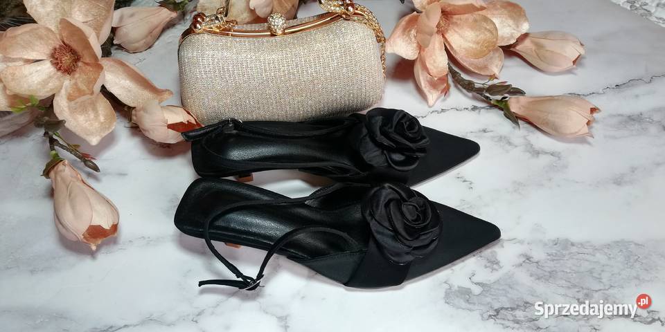 szpilki czarne satynowe Warszawa