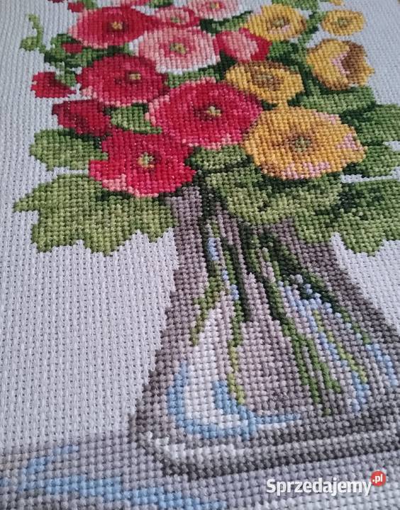 Obraz Kwiaty Haft Krzyżykowy Handmade Gdańsk