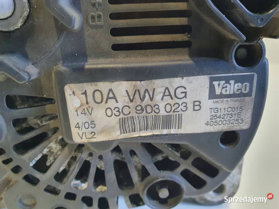 ALTERNATOR Audi A3 II 8P 16 FSI valeo 03C903023B Rudka