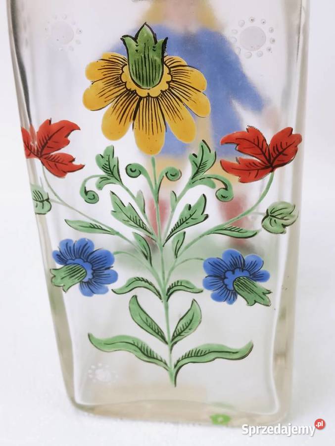 Fritz Hecker Karafka Szkło Emalia Porcelana i szkło