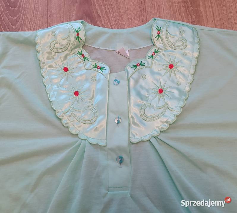 Koszula nocna damska HAFT zielona Hajnówka