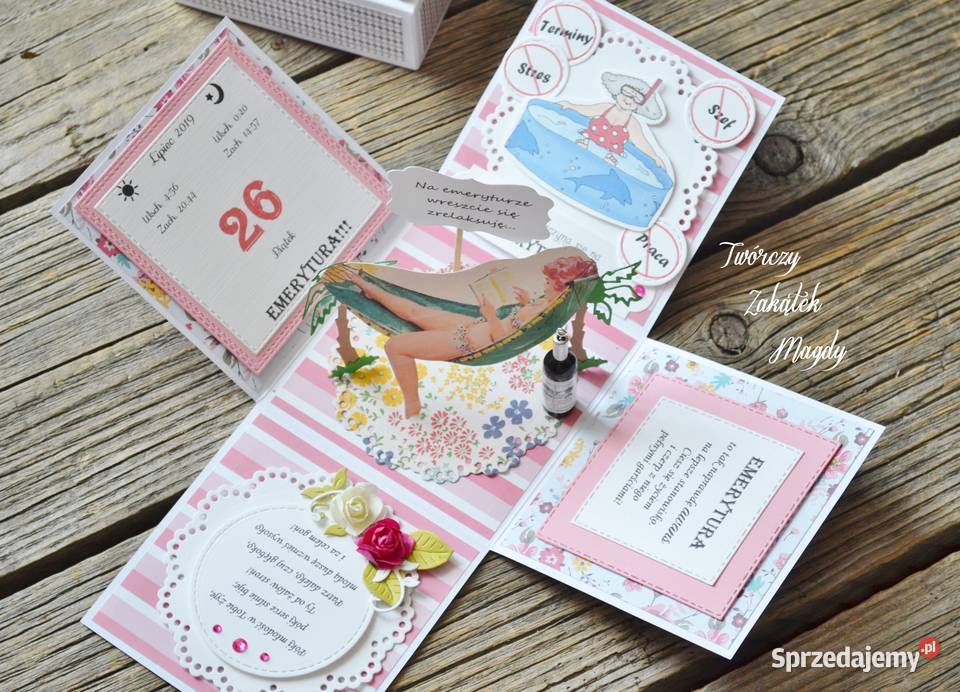 Kartka w pudełku exploding box emerytki różne Słupsk