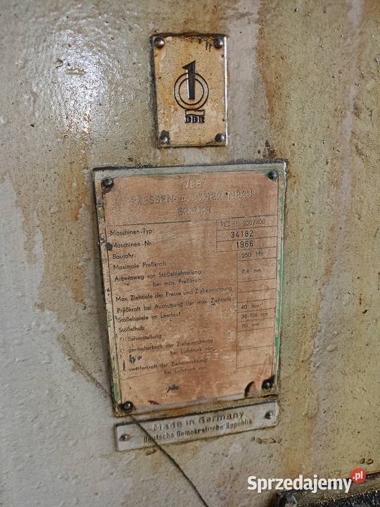 Prasa mimośrodowa PEE 250 nacisk 250 ton Lubicz Górny