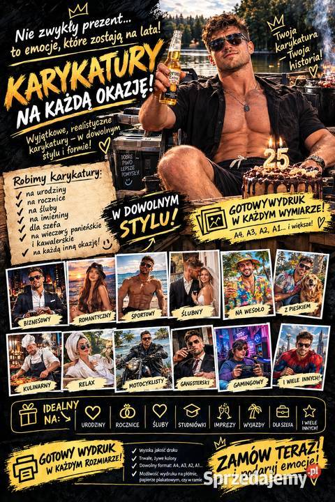 Karykatury z wydrukiem Prezent na każdą okazję