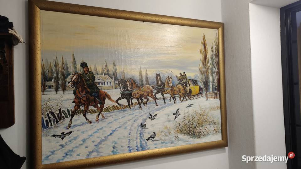 stary obraz malowany na płótnie Obrazki i obrazy Łańcut