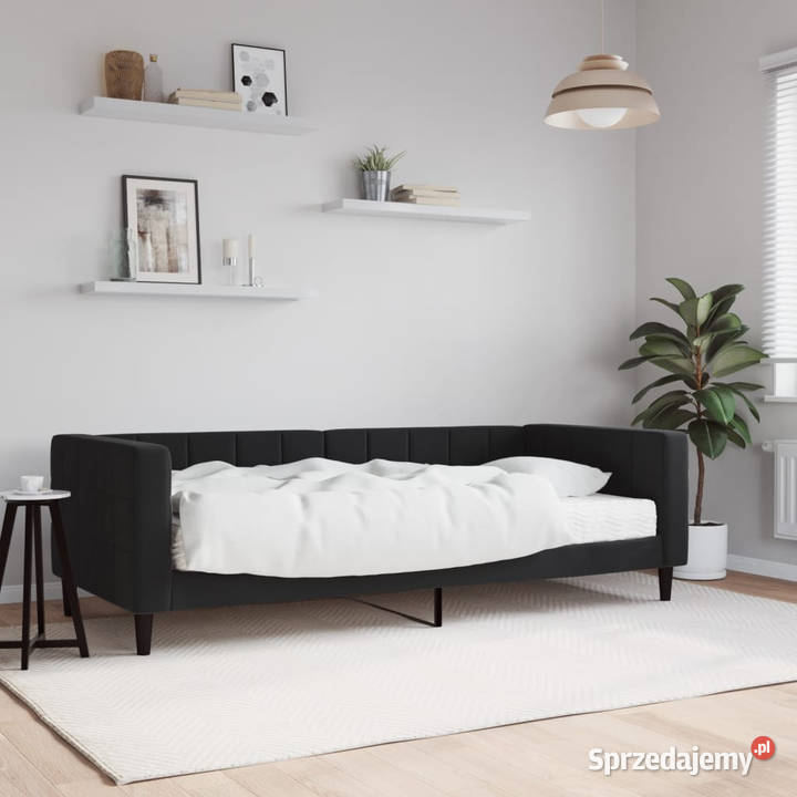 Sofa z materacem do spania czarna aksamit 90x200 Warszawa