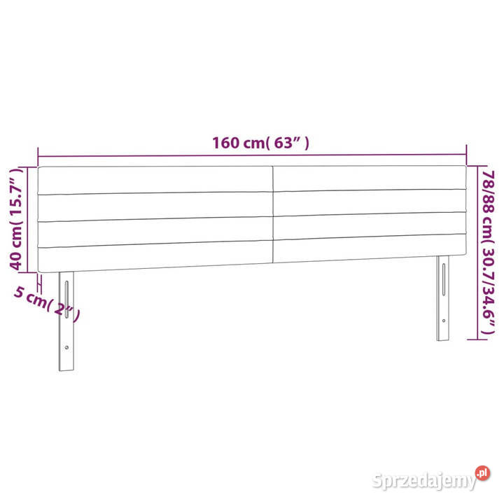 Zagłówek do łóżka z LED czarny 160x5x7888 Warszawa sprzedam