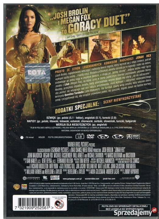 Jonah Hex JBrolin JMalkovich MFox DVD Łódź