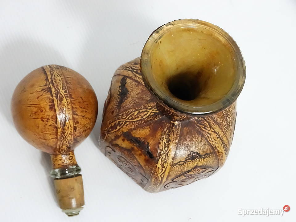 Włoska Karafka Vintage 1L Skóra Tłoczona Biłgoraj