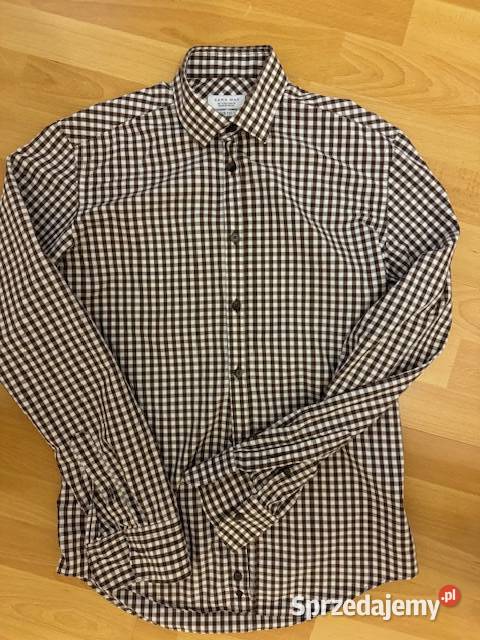 Koszula męska S Zara Slim Fit w kratkę brązowa Częstochowa