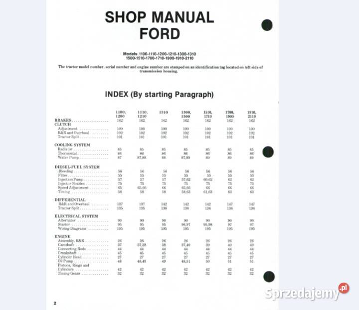 FORD 1700 1900 2110 INSTRUKCJA NAPRAW Pozostałe Kielce