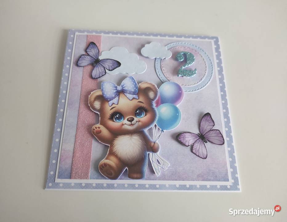 Kartka ręcznie robiona na urodziny roczek z Łódź
