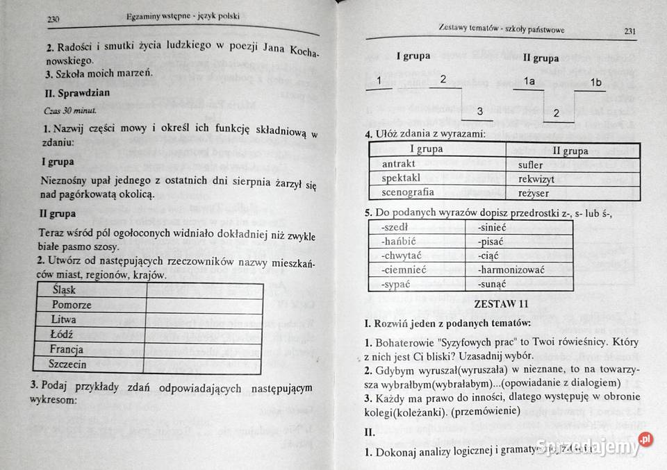 Egzaminy do szkół średnich Matematyka Język miękka lubelskie sprzedam