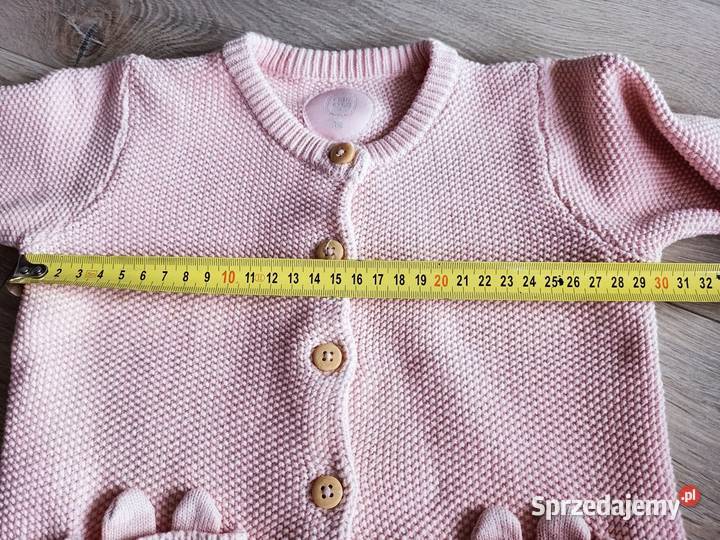 Sweter dziewczęcy różowy rozpinany z kieszeniami