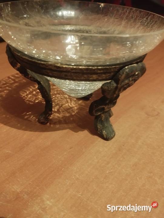 Cukiernica mosiężna stara bogato zdobiona