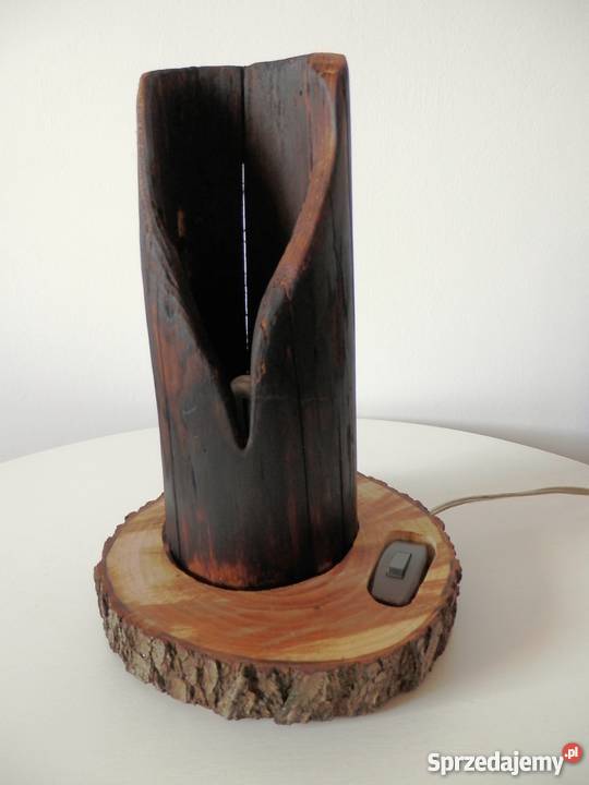 Lampa drewniana ręcznie wykonana jedyna taka odcienie brązowego zachodniopomorskie