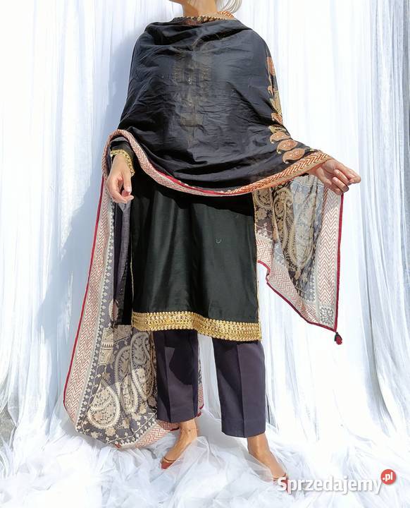 Duża chusta orient czarna bawełna paisley wzór Szczecin