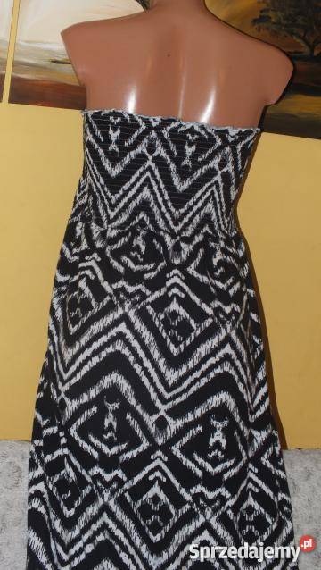 Sukienka maxi w kolorze czarnym w białe wzory Inowrocław sprzedam