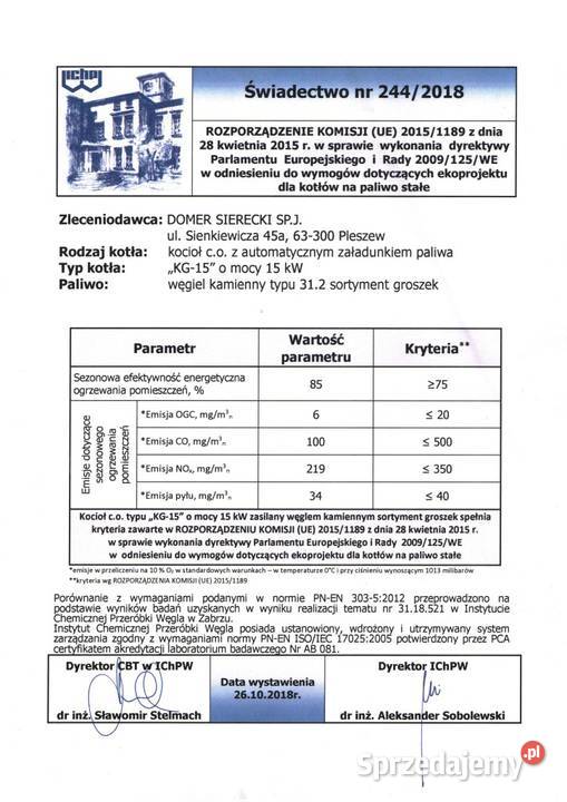 PIEC 15 kW NA Ekogroszek KLASA 5 Ecodesign Kotły Kraków