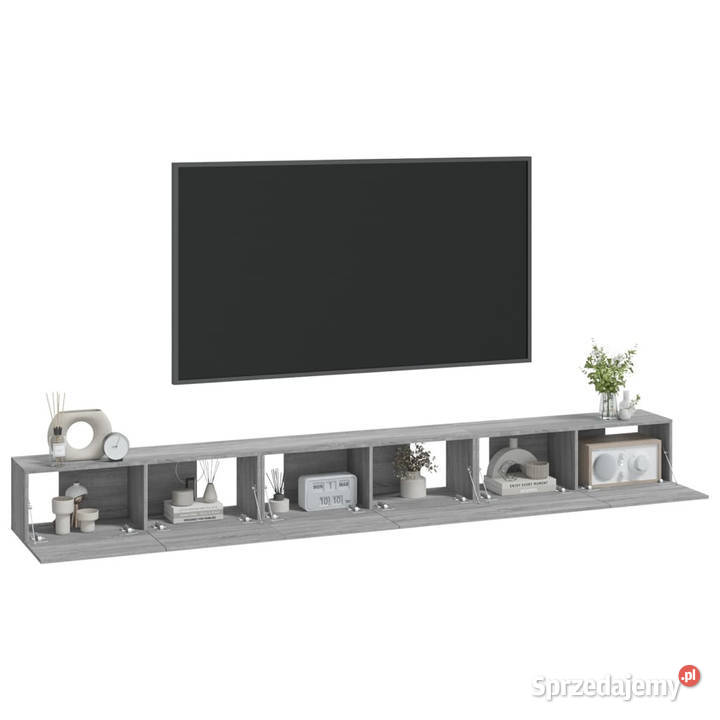 Zestaw 3 szafek TV szary dąb sonoma materiał mazowieckie Warszawa