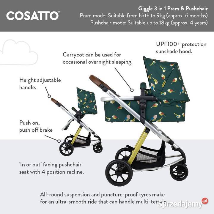 System podróżny 3 w 1 Cosatto Giggle urodzenia Łódź sprzedam