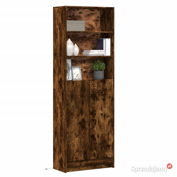 Wysoka szafka z LED przydymiony dąb 69x325x200 mazowieckie Warszawa