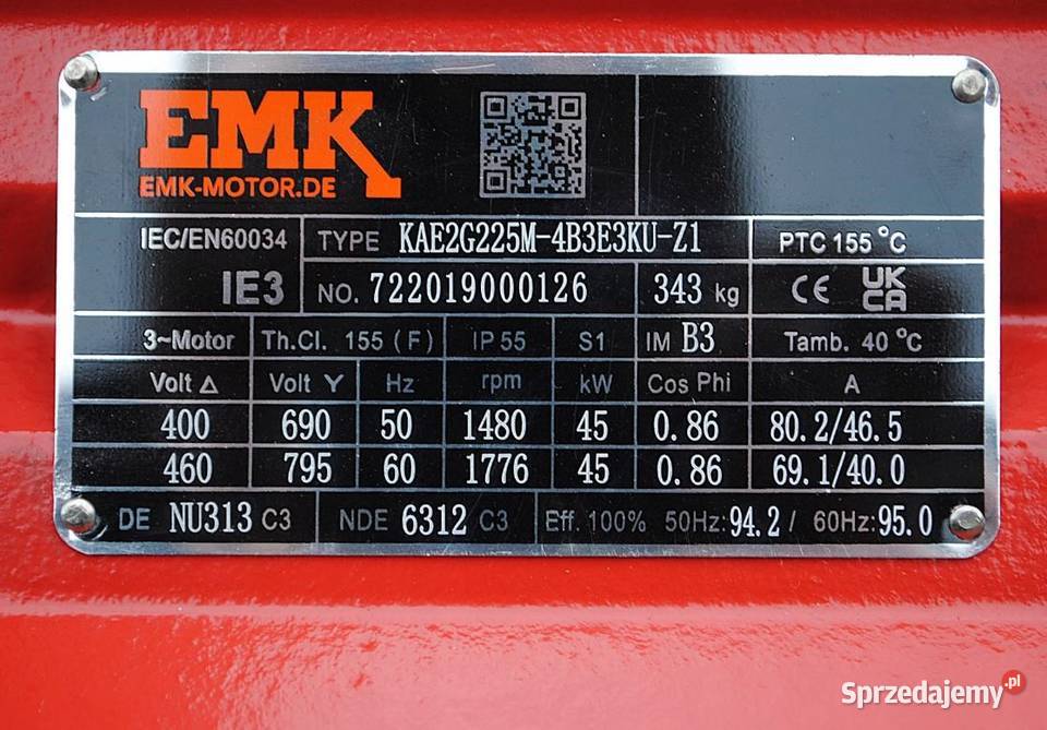 Silnik elektryczny 45kw 1480obrmin Kargowa