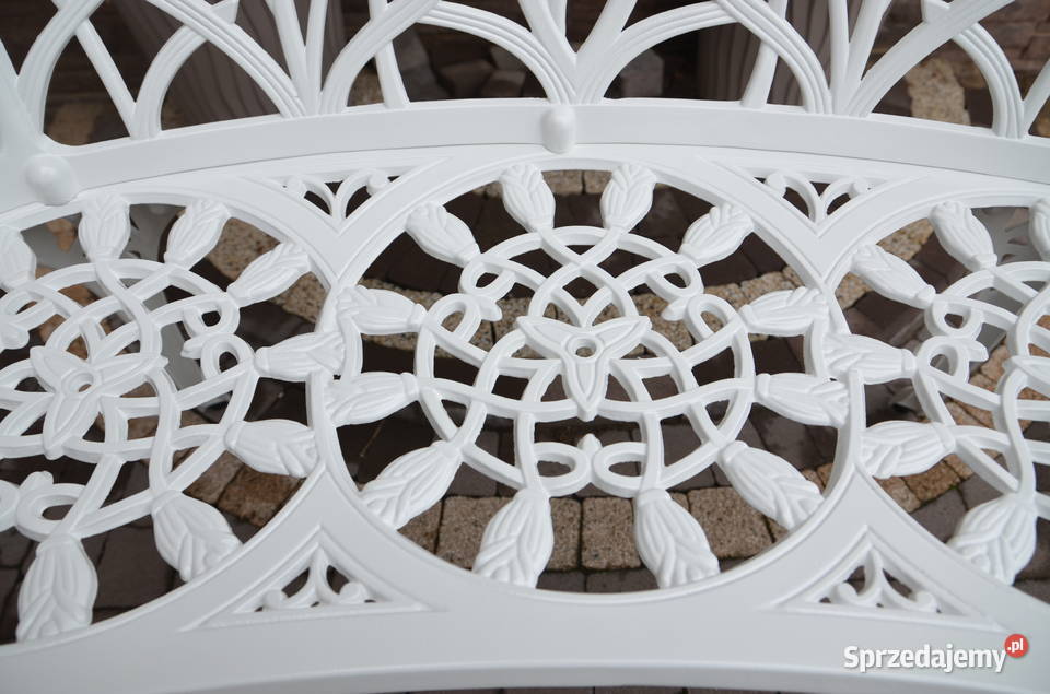 Ławka ogrodowa metalowa biała