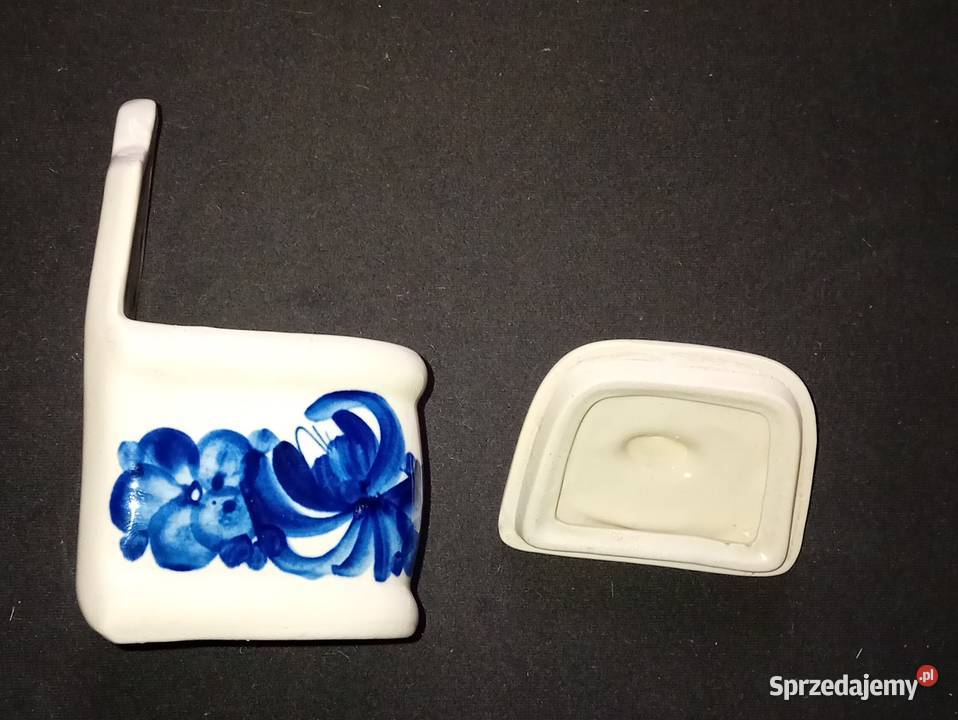 Fajansowy ręcznie malowany zawieszany pojemnik wielkopolskie Koźminek